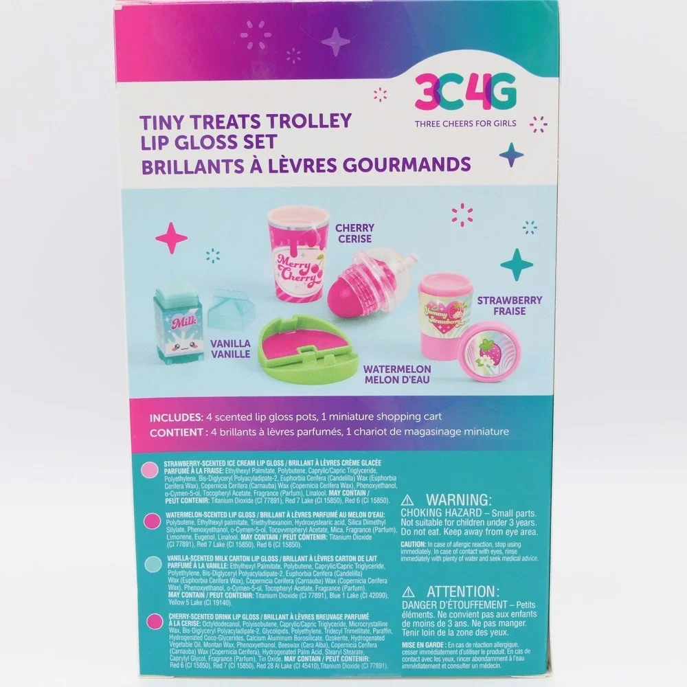 3C4G Tiny Treats Trolley Lip Gloss Set 4 Scented Lip Glosses in a Mini Cart